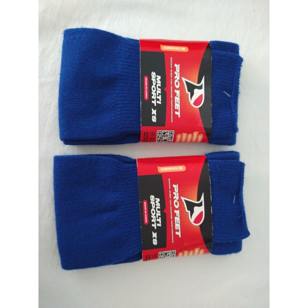 NEW 2 Pairs Pro Feet Multi Sport Socks Size XS 7-12 Blue Men Women Boys Girls